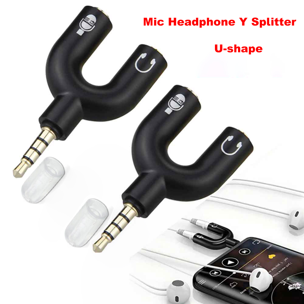 Headset Gaming Console - 3.5mm Headphone Mic Splitter Adapter U-shaped