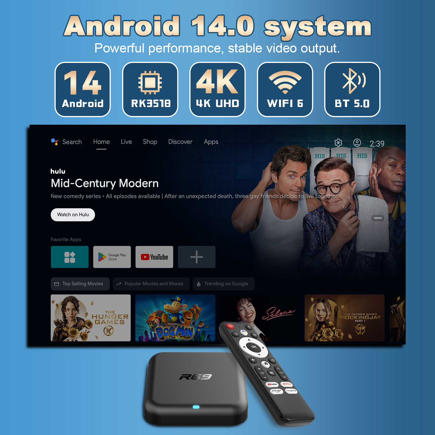 Smart TV Box Android 14.0 Goog - Gaming Console Youtube avaliação e preço