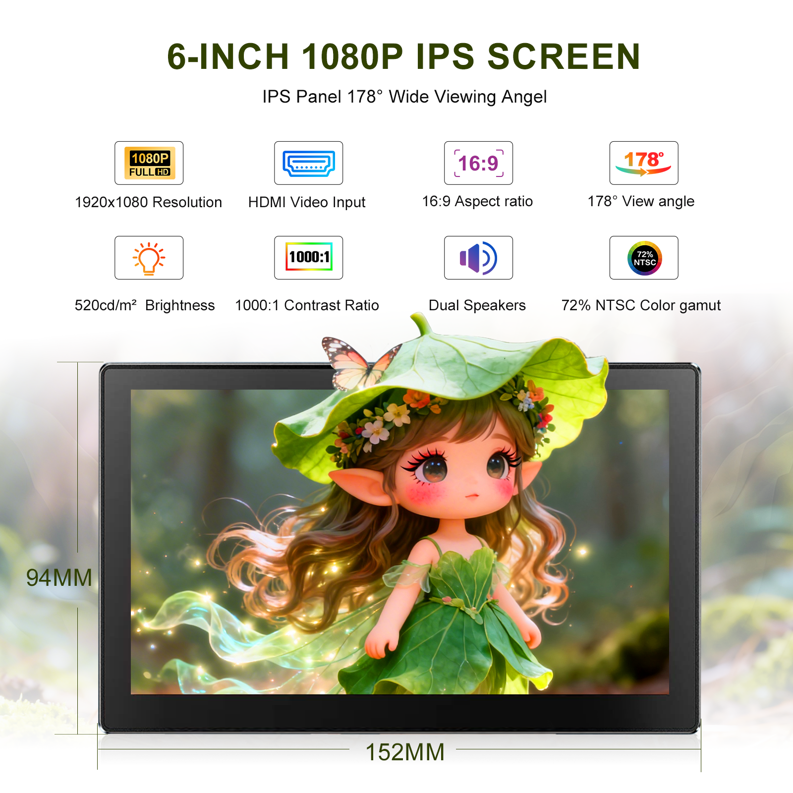 6 Inch Portable Monitor HD 108 - Laptop Gaming Console avaliação e preço