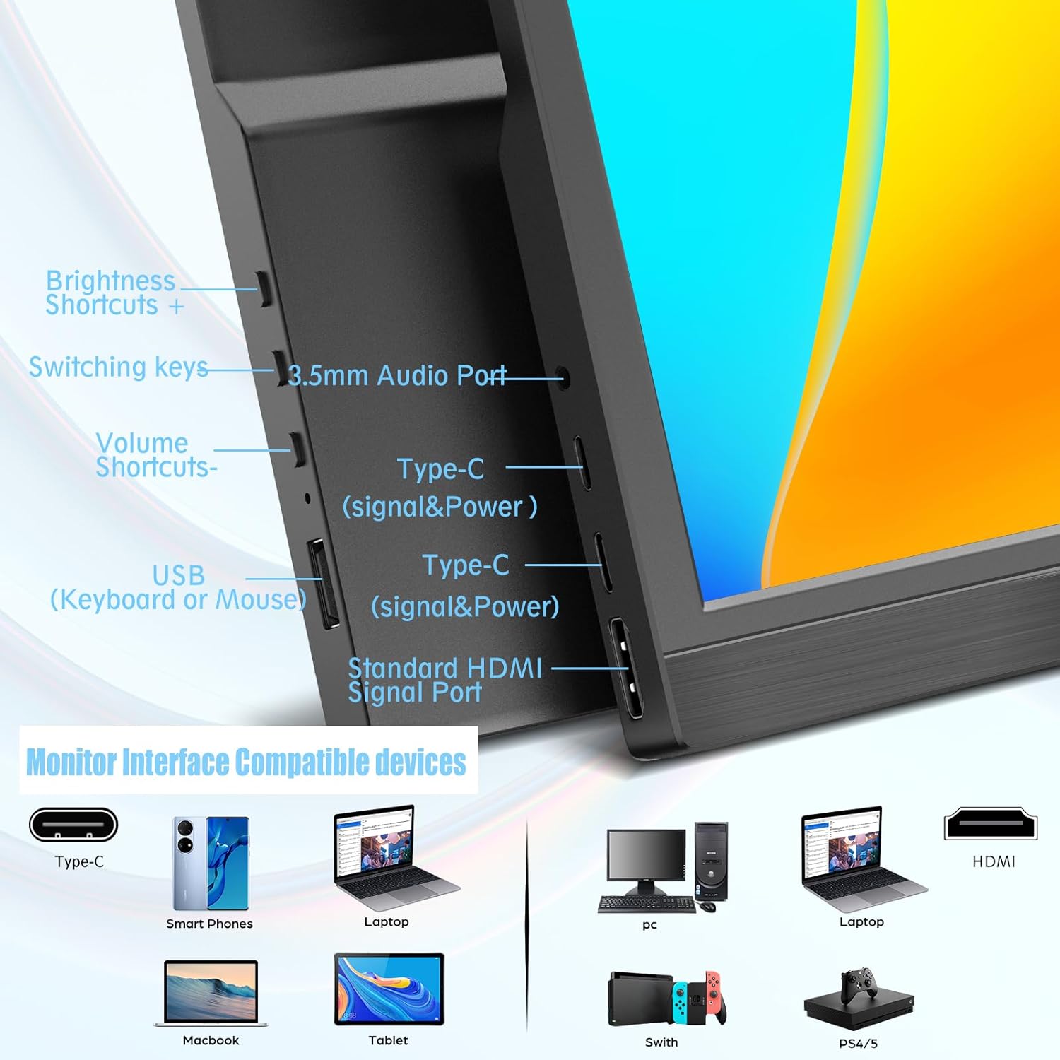 Portable Monitor 13.3Inch LED  - Gaming Console Connect With Phone avaliação e preço