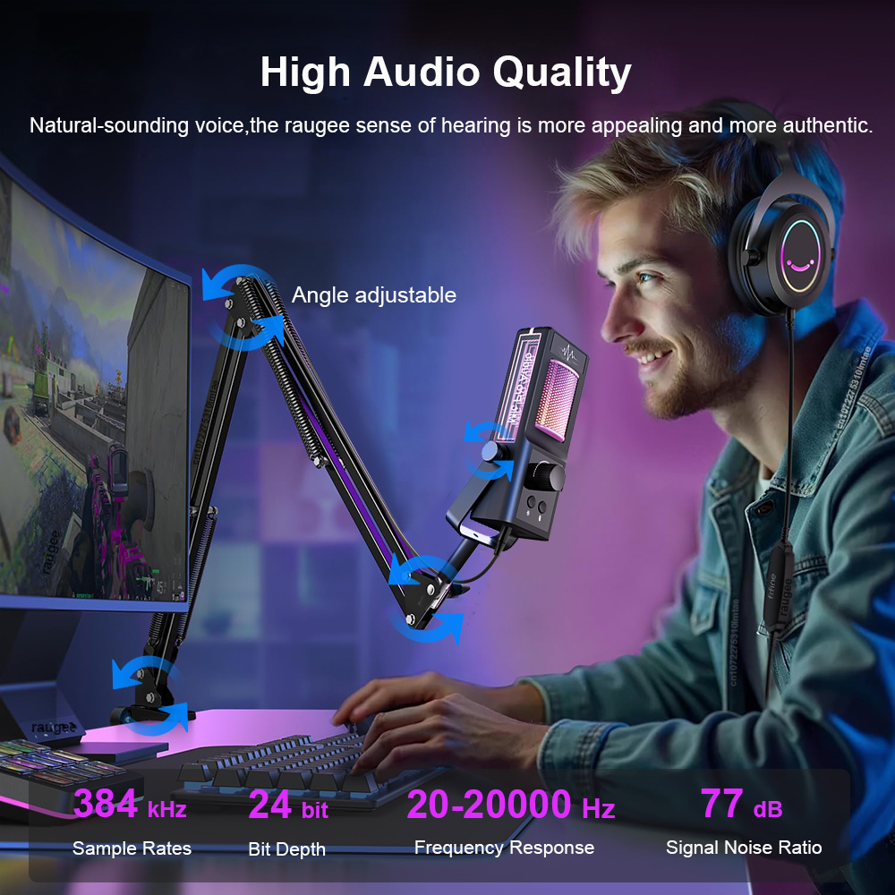 USB Gaming Microphone with Arm - Gaming Console Youtube avaliação e preço