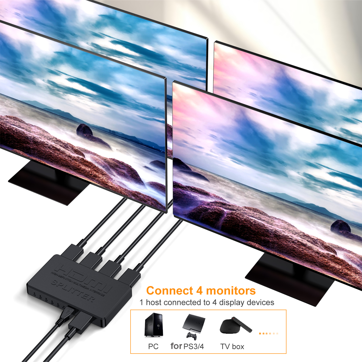 4K 2K HDMI Splitter 1 in 4 out - Gaming Console Bundle avaliação e preço